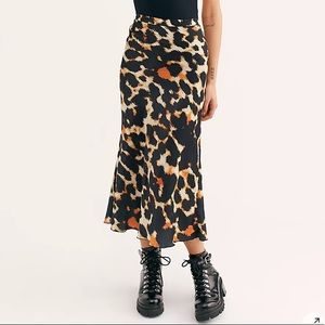 Free People Kendall Satin Midi Skirt